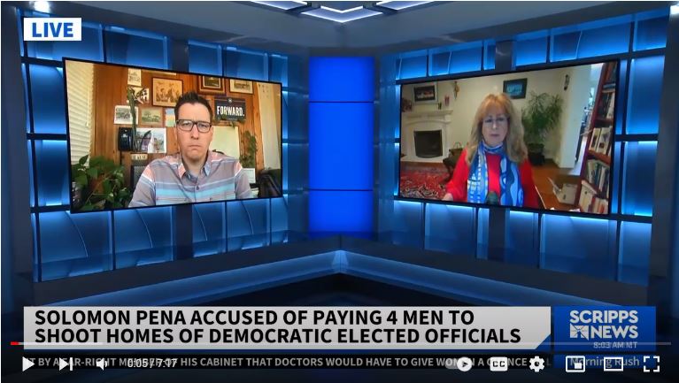 News anchor reports on a political scandal involving payments to four men by Alena.
