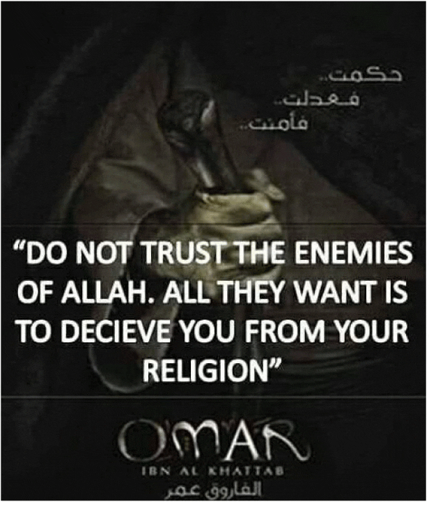 Quote about trusting only Allah and cautioning against enemies' deceit.