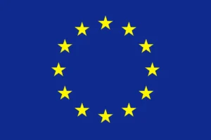 Flag-European-Union The flag of the European Union with twelve yellow stars in a circle on a blue background.