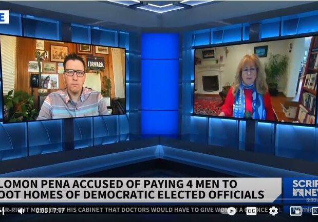 News anchor reports on a political scandal involving payments to four men by Alena.